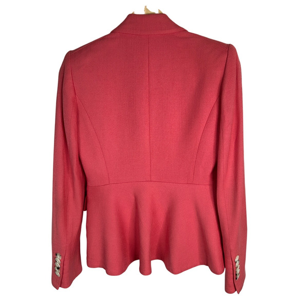 Veronica Beard 00 Danielle DICKEY Jacket Melon Fitted Peplum Blazer Pink XS - Picture 3 of 11